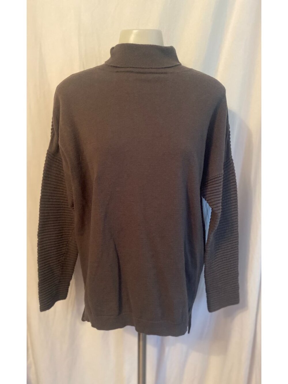 Primark Brown Mock Neck Ribbed Pullover Sweater